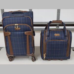 LONDON FOG Carry-On Set, Blue and Bronze